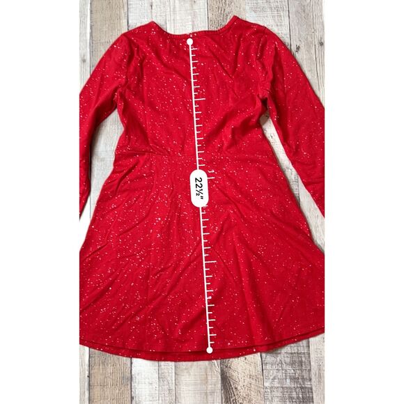 Wonder Nation Gold Sparkle Red Jersey Pullover Swing Dress Small(6-6x) Holiday - Picture 6 of 10